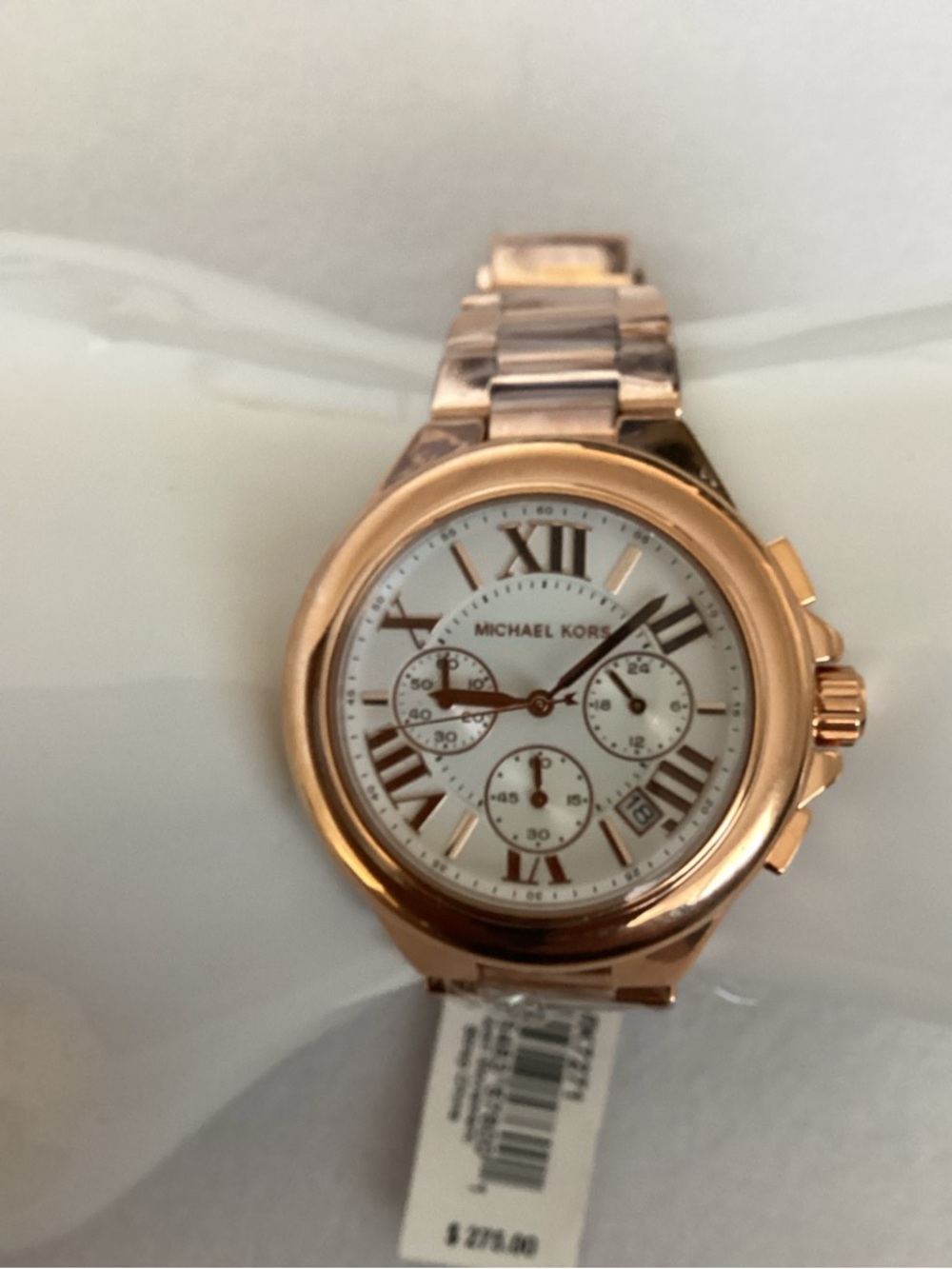 Michael Kors Camille Chronograph Rose Gold-Tone Stainless Steel Bracelet Watch - Picture 6 of 13